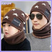 PERPE 2Pcs เด็ก ถัก ที่อุ่นคอ หมวกผ้าพันคอชุด หมวกสกีหิมะ หมวกขนแกะ ผ้าพันคอสนู้ด