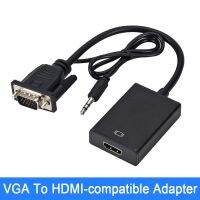 [LUNA electronic accessories] อะแดปเตอร์ที่รองรับ VGA เป็น HDMI ตัวแปลงวิดีโออะนาล็อกดิจิตอลพร้อมเอาต์พุตเสียง3.5มม. สำหรับโปรเจคเตอร์ PC HDTV