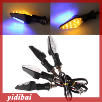 yidibai ไฟเลี้ยวรถจักรยานยนต์สีเหลืองอำพัน + สีฟ้า12LED อเนกประสงค์