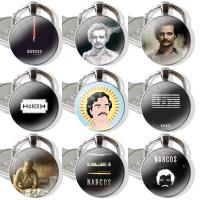 【LZ】♀♙☒  Handmade vidro cabochão chaveiro para chave do carro TV série pingente Narcos