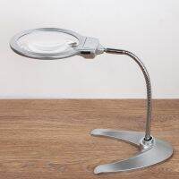 Foldable Lamp Illuminated Magnifier 2X 5X Magnifying Table 2 LED Lights Loupe Magnifier Screen for Newspaper Jewelry Repair Tool