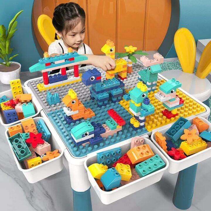 Building Blocks Table and Chair Set with Lego Blocks Table Build ...