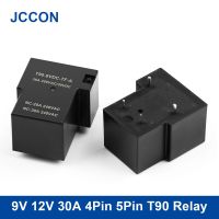 10Pcs 9V 12V DC Power Relay 30A 4Pin 5Pin Relays PCB Type Black Automobile Relay T90 Series For Air Conditioner