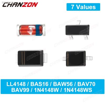 LL4148 BAS16 BAW56 BAV70 BAV99 1N4148W 1N4148WS SMD Small Signal Fast Switching Diode Mark A1 A4 A6 A7 T4 LL 4148