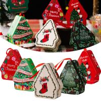 Christmas Gift Box Iron Tin Box Xmas Tree Hanging Candy Chocolate Biscuit Box Santa Claus Christmas Candy Jar Natal Navided 2022 Storage Boxes