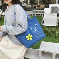 Canvas Bag Female Crossbody Large Capacity Student Class Portable Bag Girl Versatile Cute Fashion Single-Shoulder Bag Strap Pendant