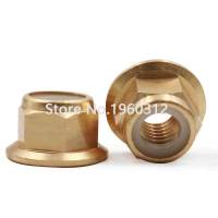 10PCS/lot M2 M2.5 M3 M4 M5 M6 M8 Brass DIN6926 flange nylon insert lock nut not Copper Nails  Screws Fasteners