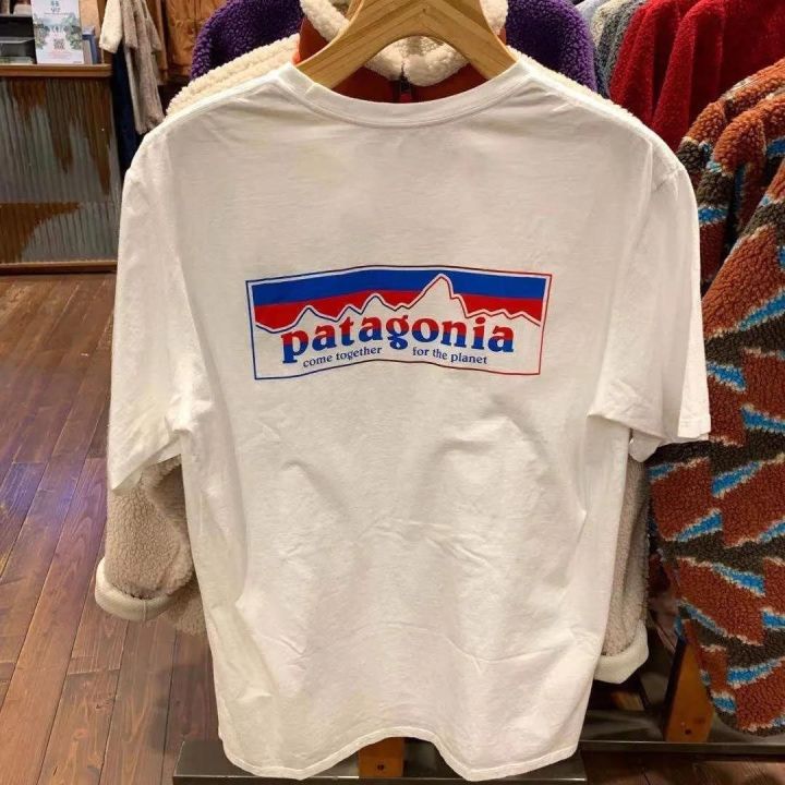 เสื้อคู่พิมพ์ลาย-patagonia-patagonia-valley-เสื้อลำลองแขนแขนสั้นคอกลมแบบลำลองสำหรับผู้ชายและผู้หญิงสินค้าใหม่ฤดูร้อน