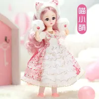 Ryn สตูดิโอเด็กน่ารัก 30 ซม.ตุ๊กตาบาร์บี้ตุ๊กตาเจ้าหญิง 3D ตา 22 ข้อต่อ bjd6 คะแนนสุทธิสีแดงสาวของเล่นเด็ก