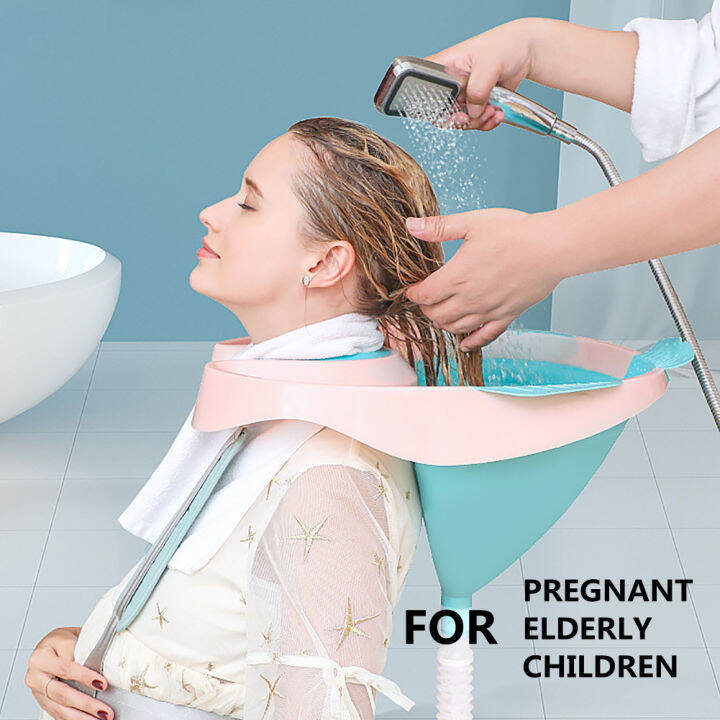 Foldable Shampoo Basin Shampoo Sink with Detachable Drain Pipe for