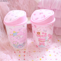 My Melody Home Cinnamoroll Dog Little Twin Stars Kawaii Pink Plastic Household Trash Can Kitchen Bedroom Waste Bin With Cover