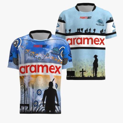 Cronulla-Sutherland Jersey [hot]2023 Mens Rugby Indigenous/ANZAC Replica Sharks