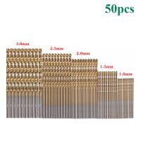 50Pcs 1/1.5/2/2.5/3mm Titanium Coated Drill Bits HSS High Speed Steel Drill Bits Set Tool High Quality Power Tools Drills Drivers