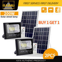 BAIMU [ซื้อ1แถม1ฟรี] 200W พลังงานแสงอาทิตย์กลางแจ้งไฟพลังงานแสงอาทิตย์กลางแจ้งกันน้ำสวนอัตโนมัติ Led Light พลังงานแสงอาทิตย์แผงชุดแบตเตอรี่ลิเธียมความจุสูงความทนทานกลางแจ้งกันน้ำป้องกันฟ้าผ่า Garden garag เดรส