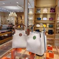 ToryBurchˉLady’s 2022 New Stock Blake Series Two Colors Canvas + Leather Bucket Bag Handbag Shoulder Bag Crossbody Bag