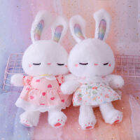 40เซนติเมตรน่ารักสายรุ้งหูยาวแต่งตัวตุ๊กตากระต่าย Kawaii นอนกระต่าย Plushies ยัดไส้สัตว์ของขวัญวันเกิดสำหรับเด็กสาว