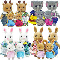 Familyes สัตว์ป่า1:12 Scale Dollhouse Miniatures Accessorie กระต่ายหมี Reindeer Calico Critter Pretend Play สำหรับสาว Gift