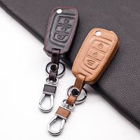 ✠✲ Super Quality Genuine Leather Key Case Cover for Hyundai Solaris Verna 2017 2018 3 Buttons Remote Protective Shell