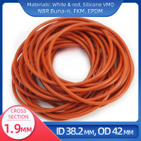 โอริง CS 1.9 มม. ID 38.2 มม. OD 42 มม. วัสดุพร้อมซิลิโคน VMQ NBR FKM EPDM ORing Seal Gaske-Lusjeh