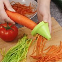 2 Colors Eco-Friendly Vegetable Spiral Cutter / Funnel Model Cucumber Grinder / Handheld Vegetable Slicer / Portable Spiralizer / Carrot Shredded Device Kitchen Gadget / Stainless Steel Spiral Slicer for Potatoes Zucchini Spaghetti