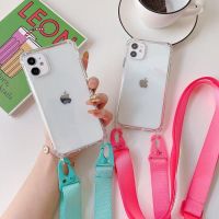 Crossbody สร้อยคอ Lanyards โปร่งใสนุ่มเคสโทรศัพท์สำหรับ iPhone 14 13 12 11 Pro Max XS Max XR X 14 Pro 7 8 PLUS