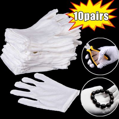 10pairs White Cotton Work Gloves Hands Handling High Stretch Thickened Gloves Household Cleaning Tools Tactical Gloves Wholesale