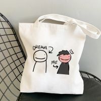 【Lanse store】Dream Smp Aesthetic Print Shopper Bags Shopping Bag Tote Shoulder Canvas Large Capacity College HandbagDrop Shipping