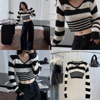 CHU STRIPE KNIT | เสื้อ knit ลายริ้ว จั้มชาย ไหล่มีฟองน้ำ น่ารักมากก งานนำเข้า ????