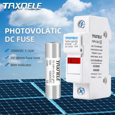 Solar DC Fuses 1000V PV Photovoltaic 6A 10A 15A 20A 25A 30A DC Fuse Holder Base for Solar System Short Circuit Protection gpV