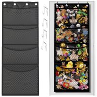 【YF】 Hanging Toy Storage Pockets for Stuffed Animals Over Door Organizer with 4 Metal Hooks Breathable Mesh Plush Toys