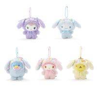 Fashion Sanrio Plush Dolls Keychain Kuromi My Melody Cinnamoroll Easter Wreath Plush Pendant Accessories Ornament Kids Toys Gift Key Chains