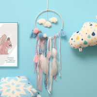 3D Cloud Dream Catcher with Feather Lace Tassels Plush Pendant Handmade Crafts Tapestry Wall Hanging Window Balcony Decoration