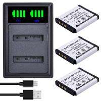 3 battery 1 charger Batmax 1500Mah NP-50 NP50 Battery+LED Dual Charger With Type C Port For FUJIFILM For Pentax D-Li68 For KODAK KLIC-7004 K7004