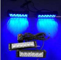 2x 6LED 7 Flashingmodes รถ Grille LED ฉุกเฉิน Beacon Light Bar Strobe คำเตือน12V Red &amp; Blue