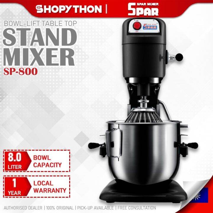 SPAR Table Top Mixer SP800 Black (8.0L/180w) Taiwan 8 Liter BowlLift Stand Mixers Heavy Duty