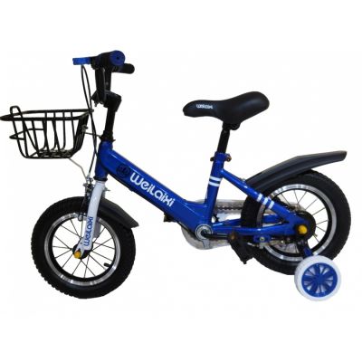 Toy: Children bicycle (3/8 years) with balance wheels, brakes and basket. 16 inches.