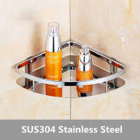 Deluxe 304 Stainless Steel Double Tiers Corner Shower Bright Basket Shelf Tidy Rack Caddy Storage Organizer etagere mural