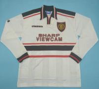 ✣ 98-99 British giants jersey retro long-sleeved football uniform Beckham Scholes away white