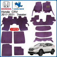 little bird พรมปูพื้นเข้ารูปรถยนต์ Honda CR-V CRV 7seater G5 2017-2021 11PCS (หนังแท้PVC12สี) พรมปูพื้นรถยนต์ พรมรถยนต์