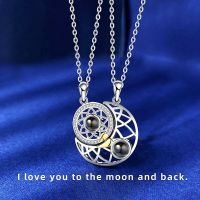 100 Languages I Love You Fashion Sun Moon Couple Matching Necklace Magnetic Horoscope Pendant Jewelry Valentines Day Gift