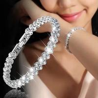 Water Drill Heart Encrusted Roman Bracelet Minority Design Sense Ins Simple Crystal Zircon Wedding Bracelet