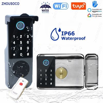 【YF】 Fingerprint Lock Waterproof Tuya Wifi Remote Control Bluetooth TTLock App Card Digital Code Keyless Electronic Smart Door