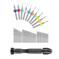 59Pcs Hand Drill Bits Set,49Pcs Metal Pin Vise Hand Drill Mini Mini Twist Drill Bits and 10Pcs Carbide PCB Rotary Tools