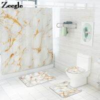 Home Decoration Bathroom Curtain Anti-slip Flower Car for Toilet Marble Printing Bath Mat Set Absorbent U-Shaped Toilet Rug