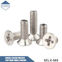 M1.4 M1.6 M3 M2.5 M2 M4นิกเกิลหัว Countersunk สกรูข้ามเครื่องปิดภาคเรียนหัวฟิลิปส์สลักเกลียวเมตริกความยาว3มม.-20มม. มิลลิเมตร