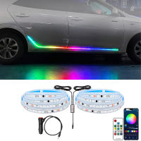 Neon LED Car Ambient Welcome Door Skirt Lights App Remote Auto Sill Panel RGB Flexible Streamer Flowing Strip Decorative Lamp