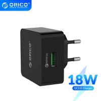 QC3.0 ORICO 18W ที่ชาร์จเร็ว USB ผนังที่ชาร์จปลั๊ก US เดินทางอะแดปเตอร์สำหรับ Samsung หัวเหว่ยเซี่ยวหมี่เอชทีซี