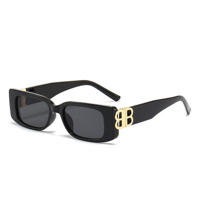 Stylish Personality Letter B Small Frame Sunglasses for Women Rectangle Vintage New Brand Design Square Female Sun Glassess