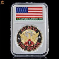 USA Patron Saint Of Firefighters Fire Rescue City Hero Gold Plated Metal Challenge Medal Commemorative Coin Collection W/PCCB