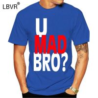 เสื้อยืดผ้าฝ้าย 100% พิมพ์ลาย U Mad Bro สีแดงสีขาวสําหรับผู้ชาย FCLX